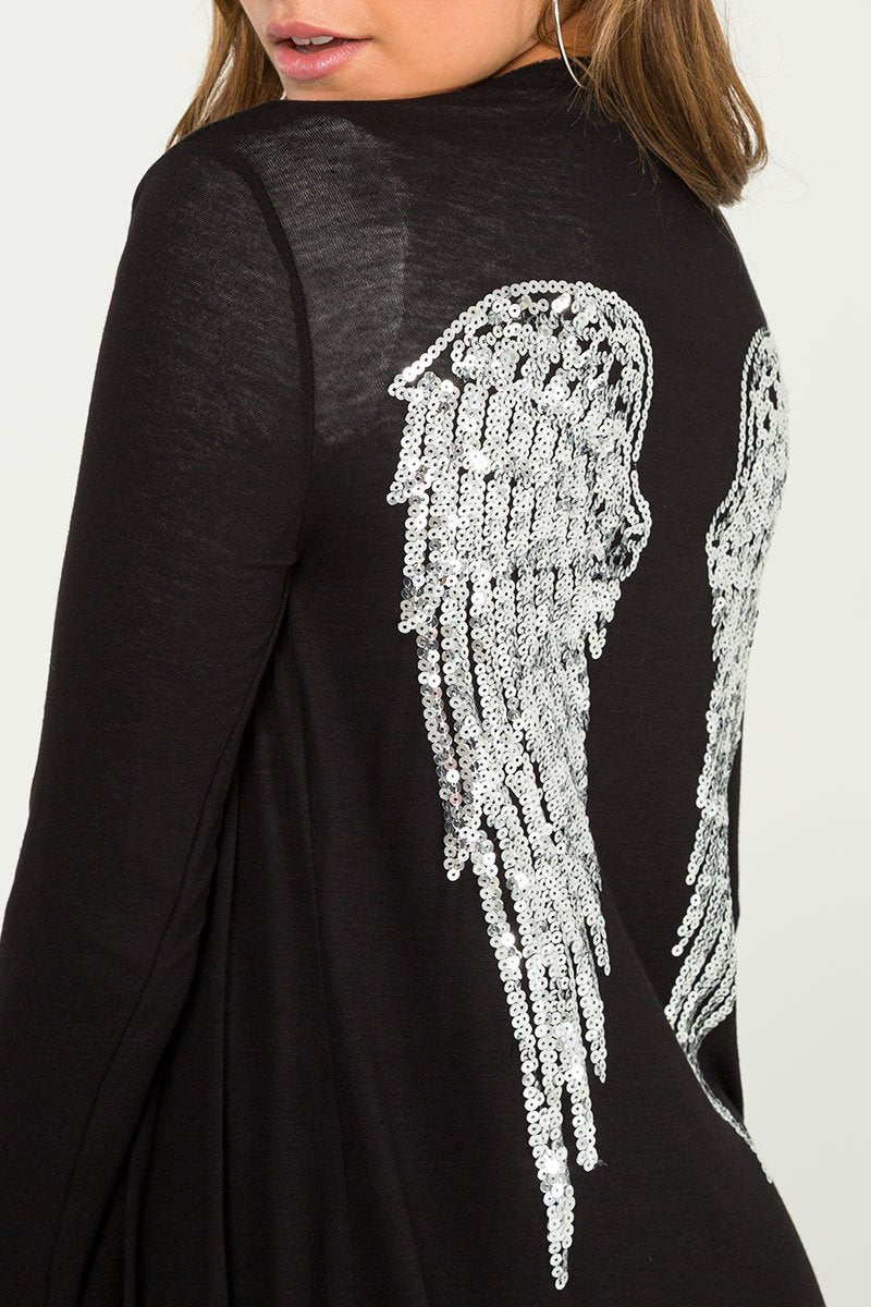 Cardigan with angel wings on clearance back