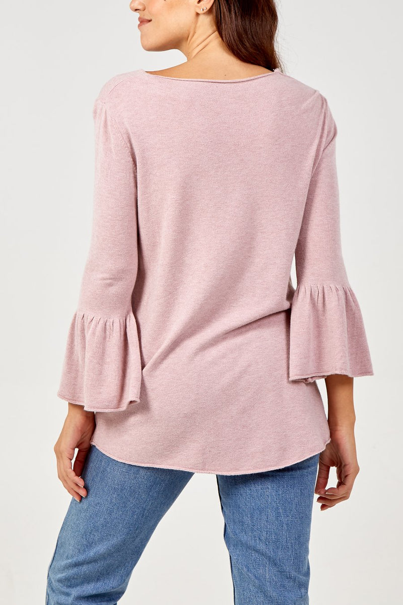 Pink bell hotsell sleeve sweater