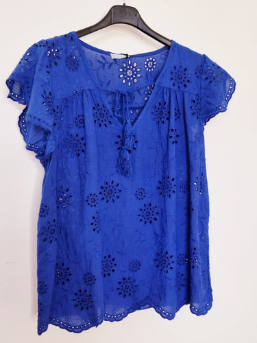 Royal Blue broderie Top