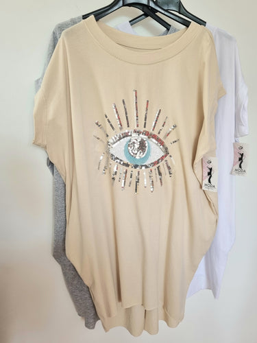 Cotton sequin eye Top - 4 colours