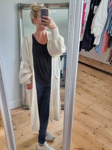 Cream balloon sleeve Cardigan