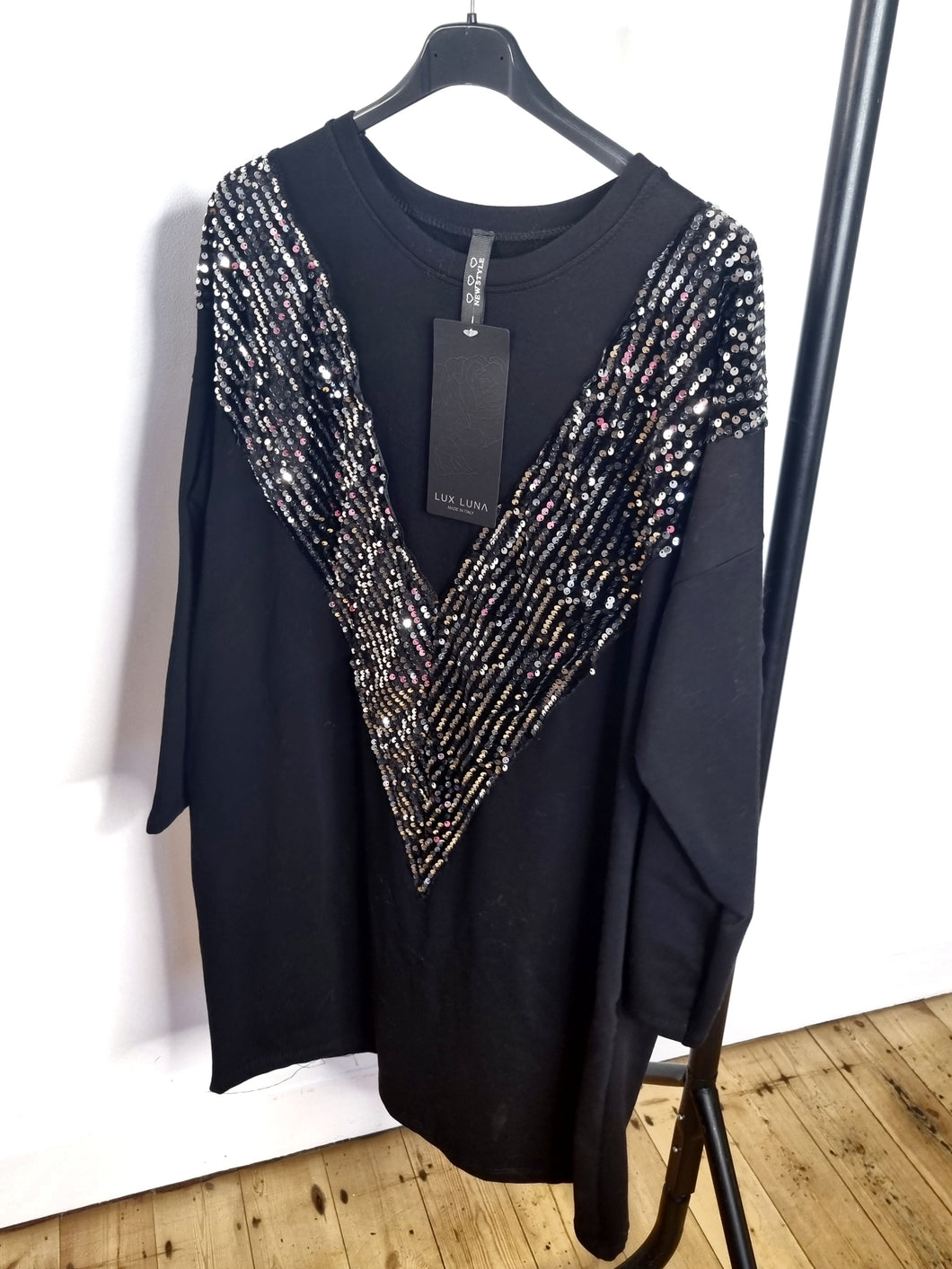 Sequin V Jumper Dress