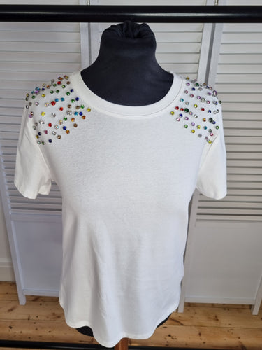 White colour stud T-shirt