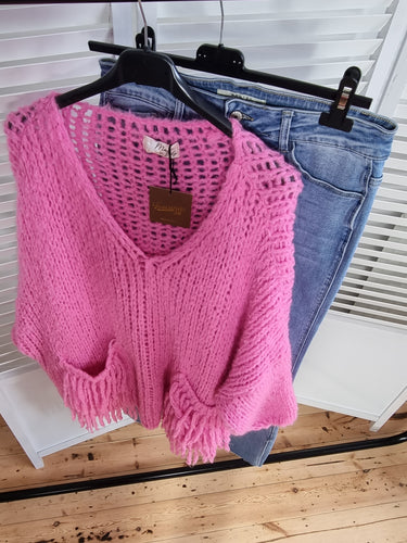 Pink fringe Jumper