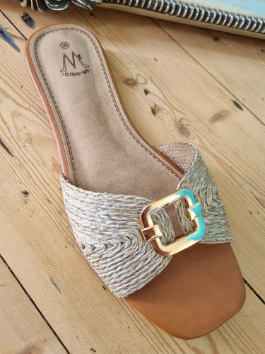 Woven gold buckle Sandles