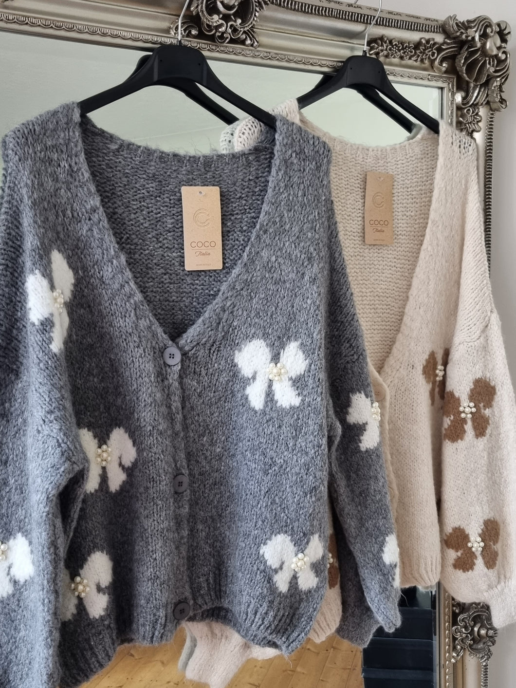 Cream Bow luxury Cardigan