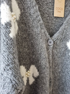 Cream Bow luxury Cardigan