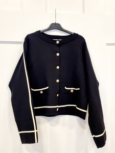 Black piped knitted Jacket