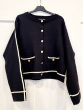 Load image into Gallery viewer, Black piped knitted Jacket