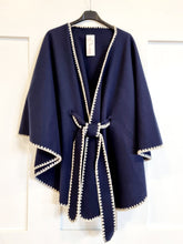 Load image into Gallery viewer, Darcey piped trim Navy Cape