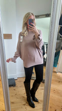Load image into Gallery viewer, Mocha boat neck ruffle Jumper