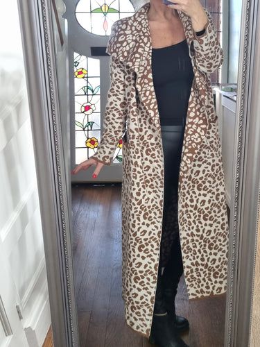 Animal print long Coatigan
