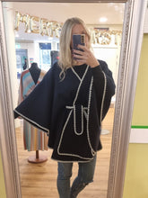 Load image into Gallery viewer, Darcey piped trim Navy Cape