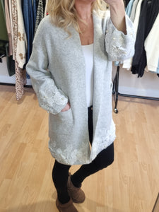 New Grey applique Cardigan