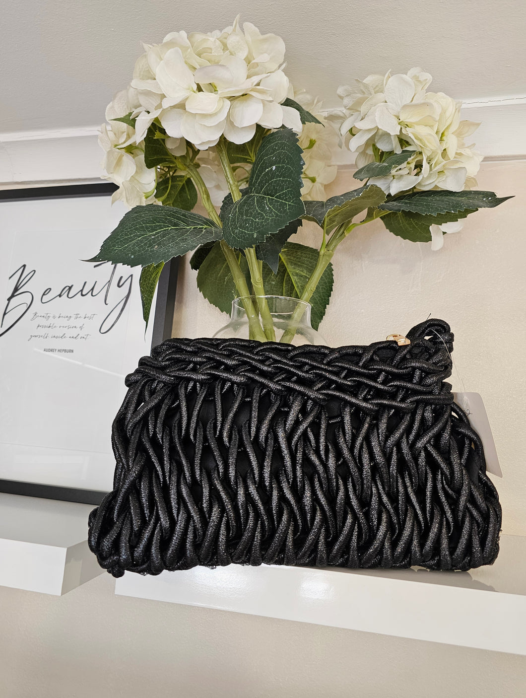 New black large Hattie Clutch