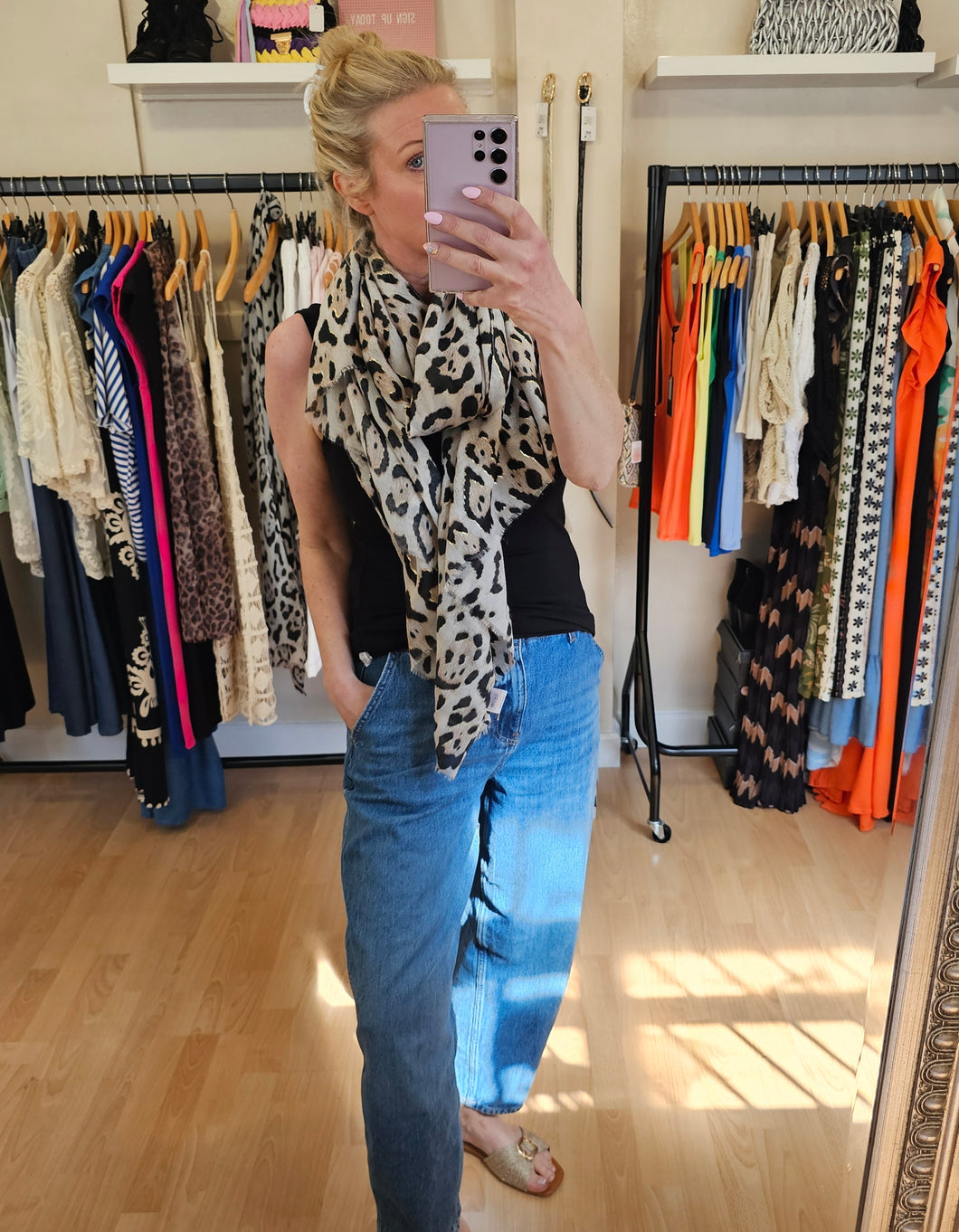 Taupe animal print Scarf