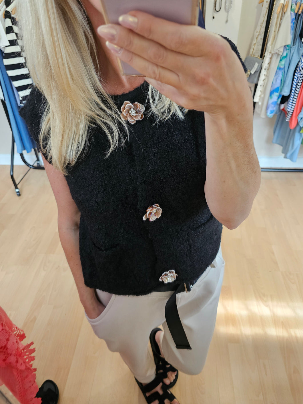 NEW black shell button Tank