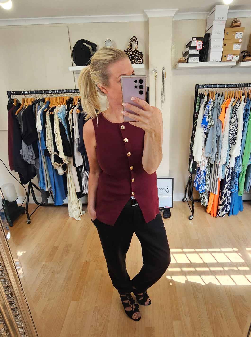 Wine knitted Tank
