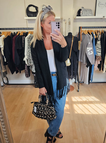 Black fringe hem cardigan