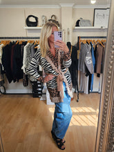 Load image into Gallery viewer, Cream Animal belted Cardigan