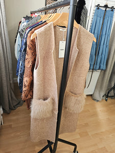 New Camel faux fur pocket trim Waistcoat