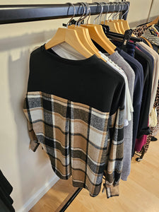 New check lounge Top - black/tan