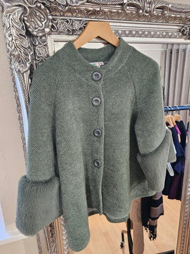 New khaki faux fur trim Soft Jacket