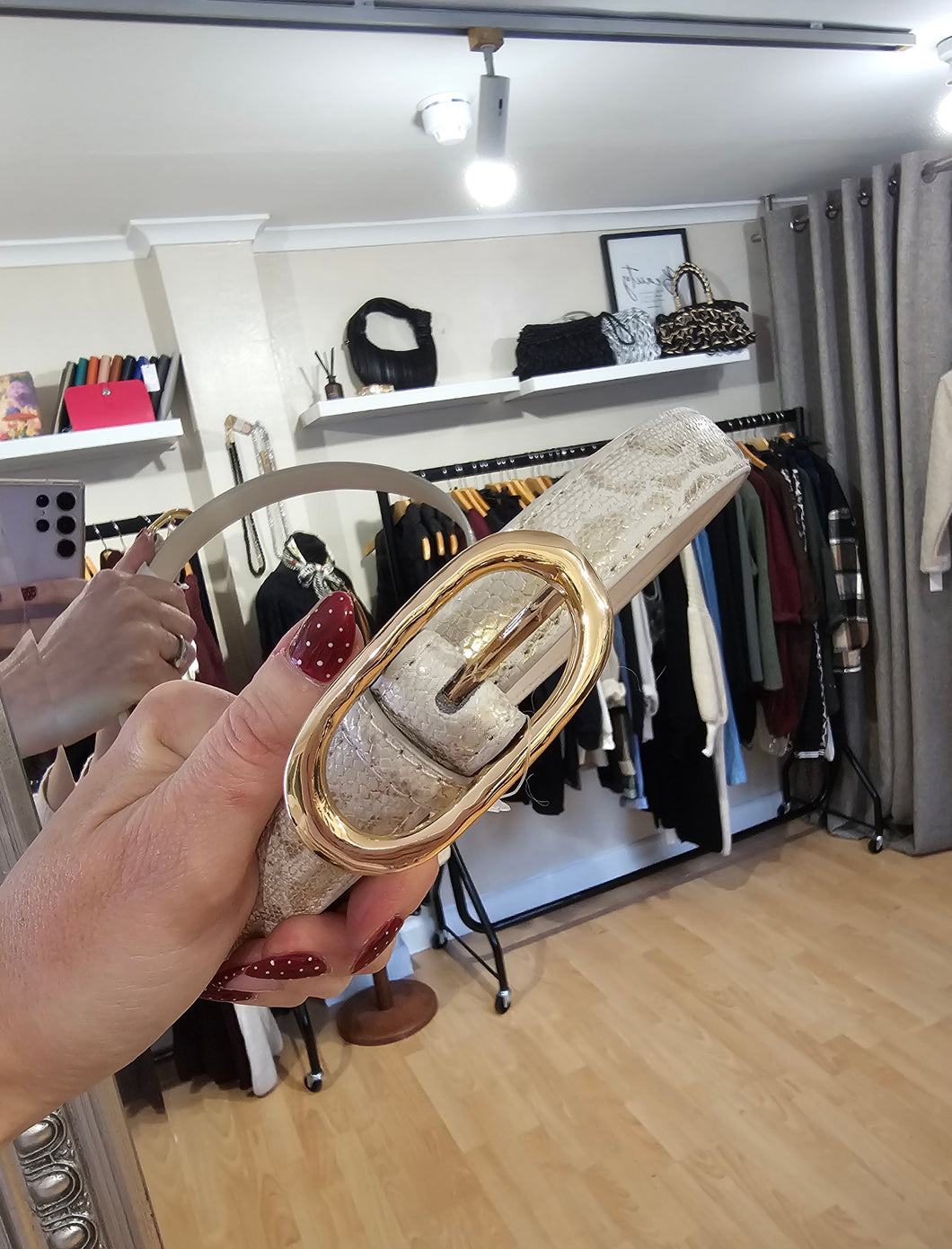 New beige Gold buckle Belt