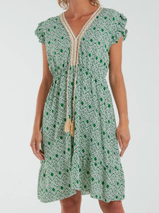 Green boho Dress