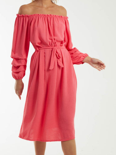 Coral Lyra bardot Dress