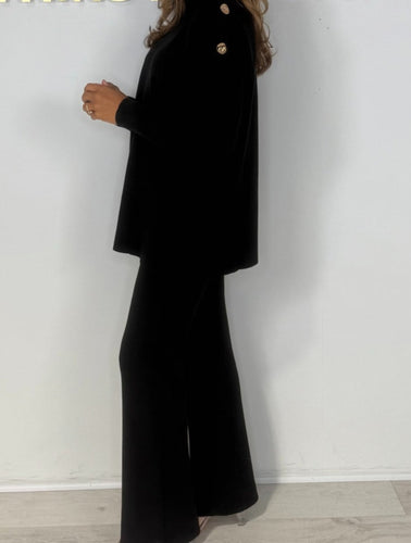 New black knitted button Co-ord