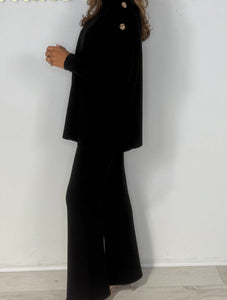 New black knitted button Co-ord