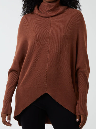 Roll neck brown Jumper short