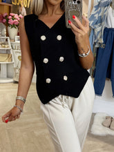 Load image into Gallery viewer, Black knitted double breasted waistcoat