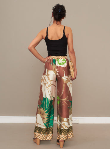 Floral satin Trousers