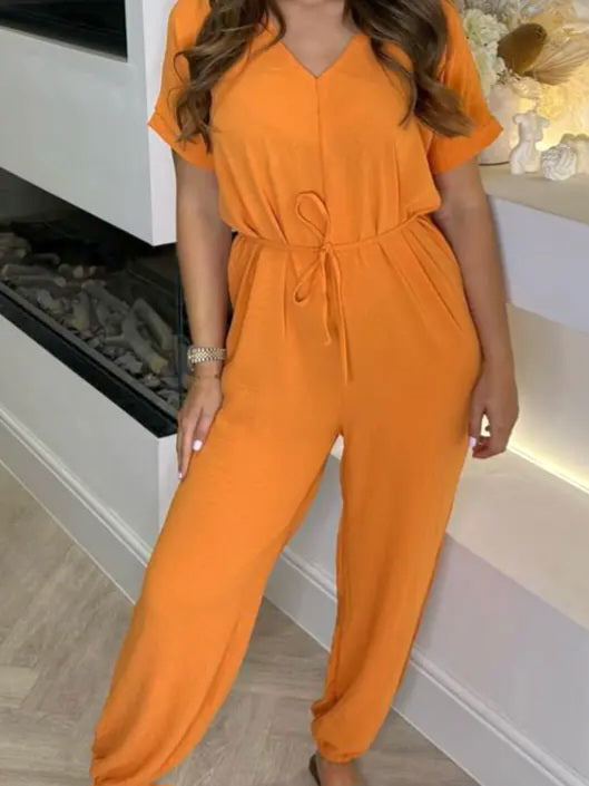 Orange Tie waist harem Jumpsuit