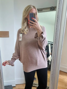 Mocha boat neck ruffle Jumper