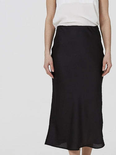 Black satin midi Skirt