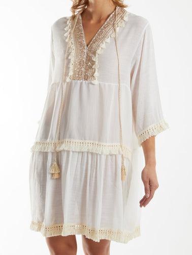 Ivory tassel layer Dress