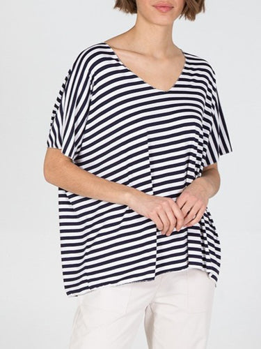 Black V neck stripe Tshirt