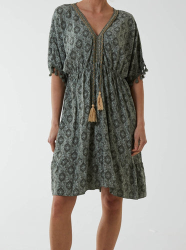 Khaki Boho Dress short