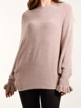 Load image into Gallery viewer, Mocha boat neck ruffle Jumper