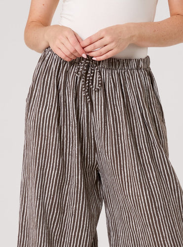 NEW brown cotton pinstripe Trousers