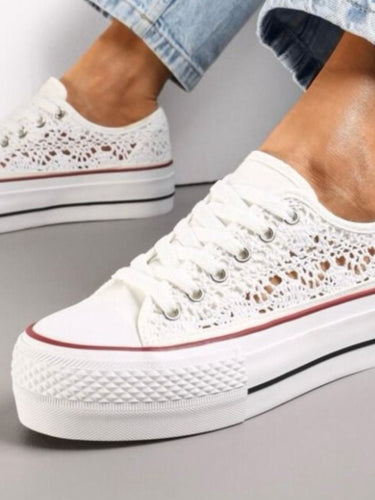 White crochet Trainers