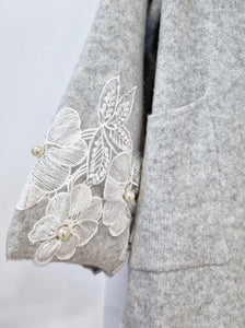 New Grey applique Cardigan