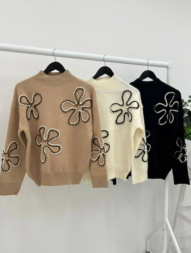 New flower embroidered Jumpers - 2 sizes & colours