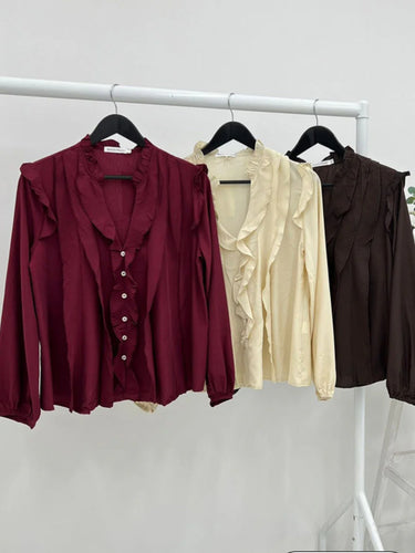 New silk brown Blouse - 3 sizes