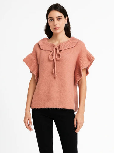 NEW rose pink ruffle collar Knit