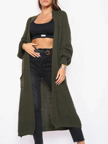 Khaki balloon sleeve Cardigan