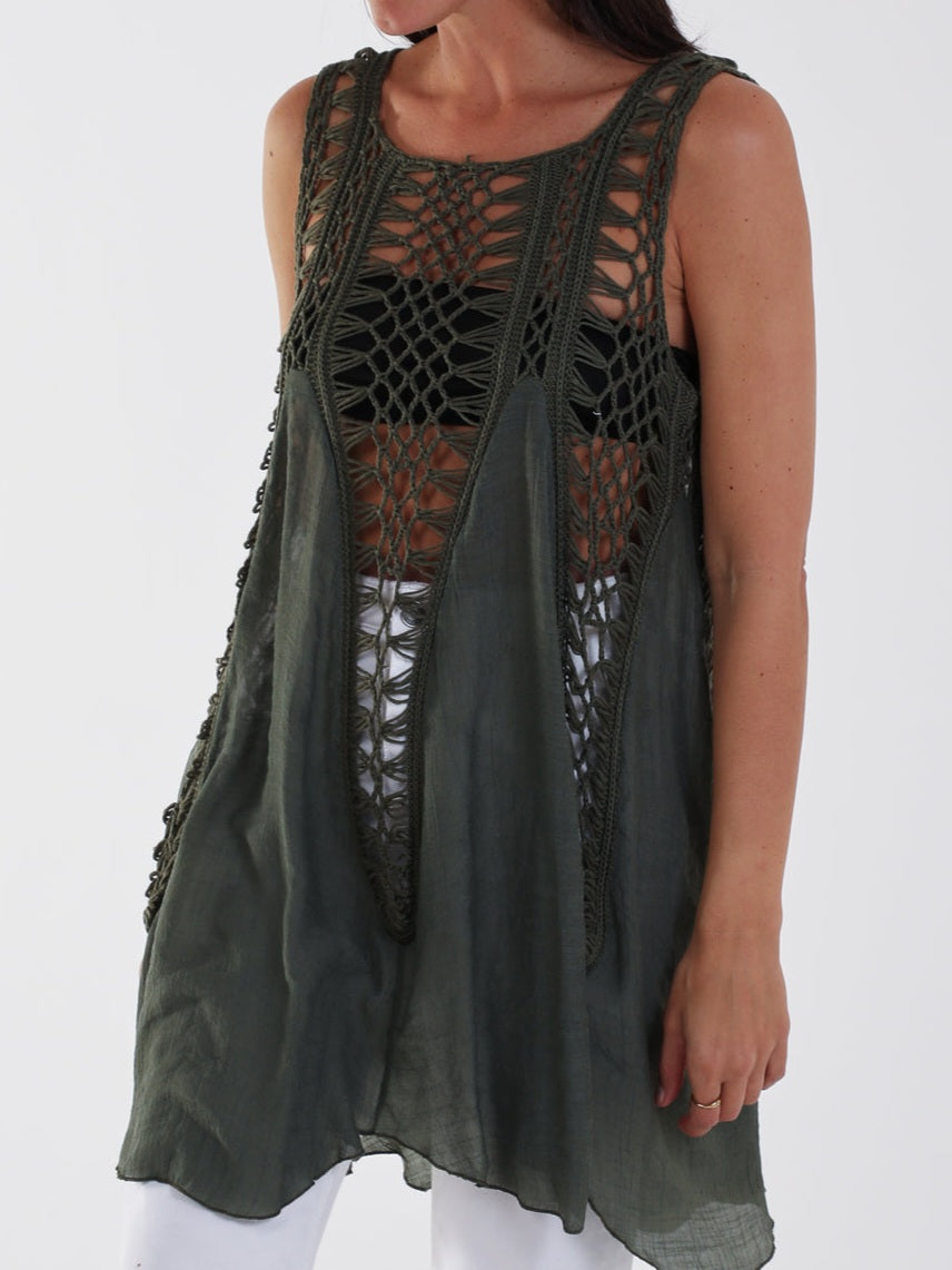 Khaki crochet Tunic